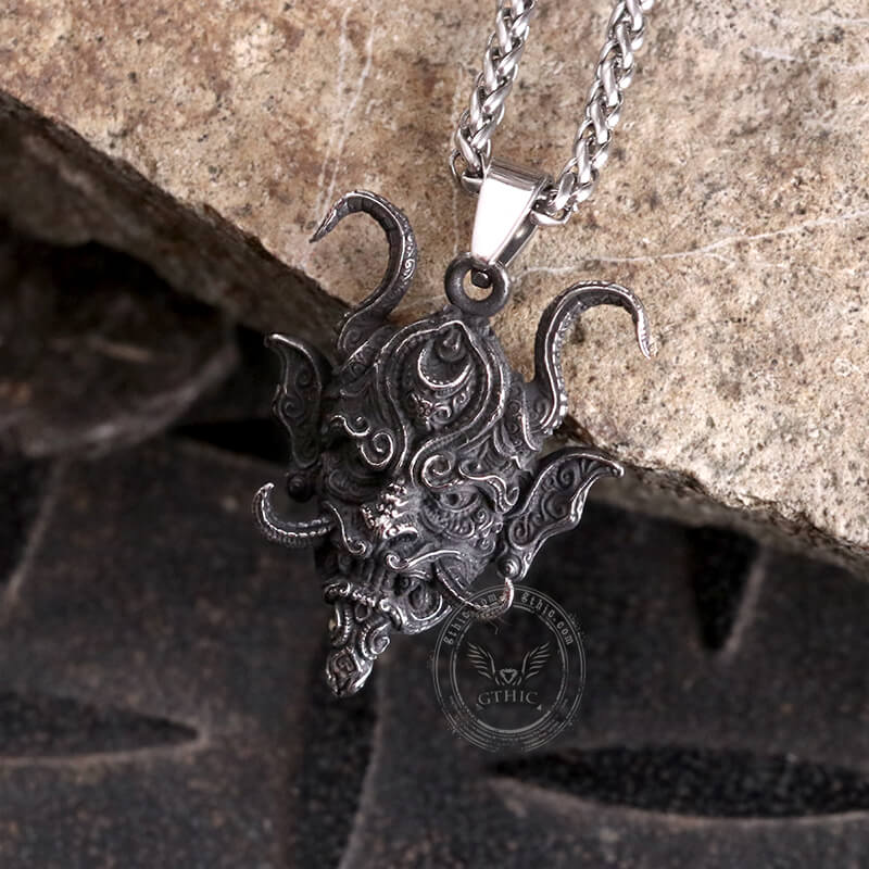 Japanese Demon Oni Stainless Steel Pendant | Gthic.com