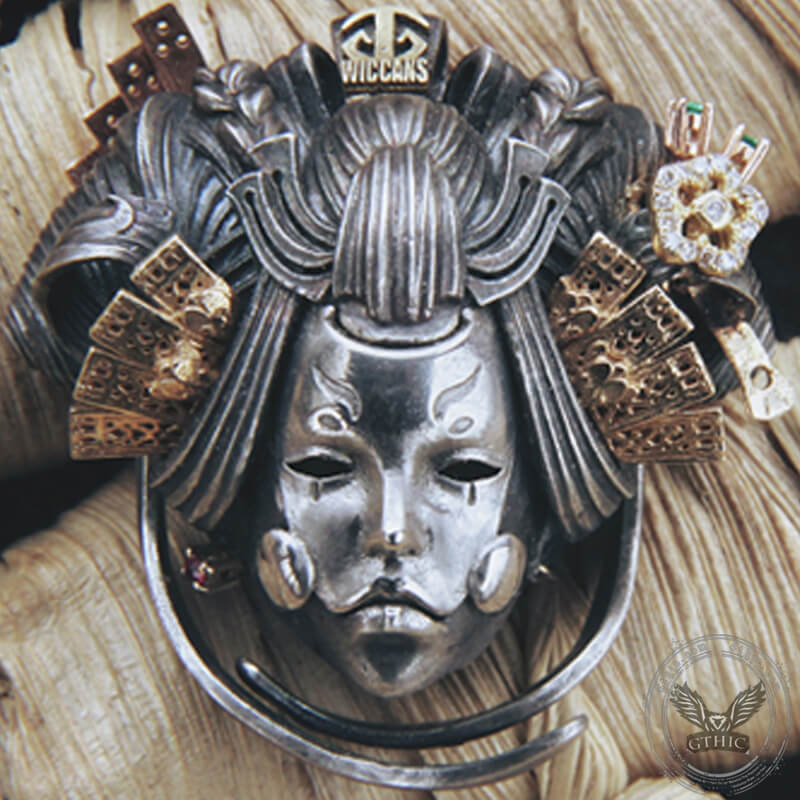 Japanese Geisha Sterling Silver Skull Ring | Gthic.com