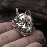 Japanese Hannya Mask Sterling Silver Ring