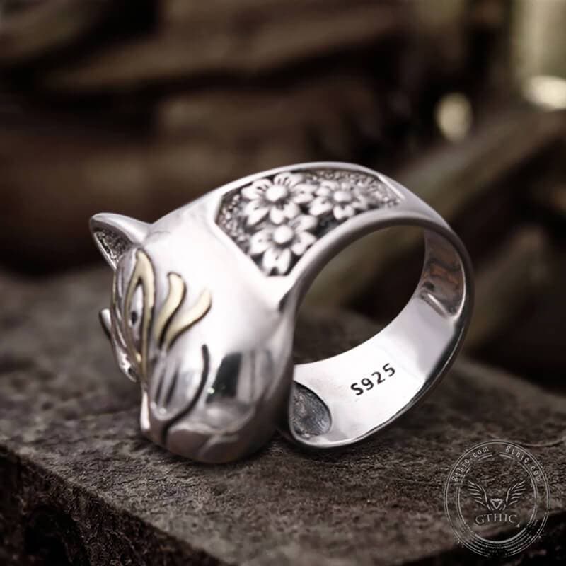 Japanese Hannya Mask Sterling Silver Ring 03 | Gthic.com