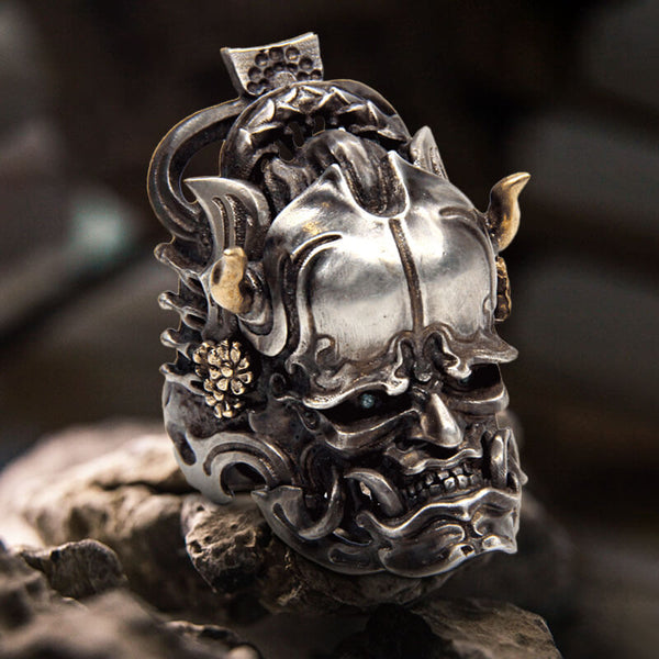 Japanese Hannya Sterling Silver Ring | Gthic.com