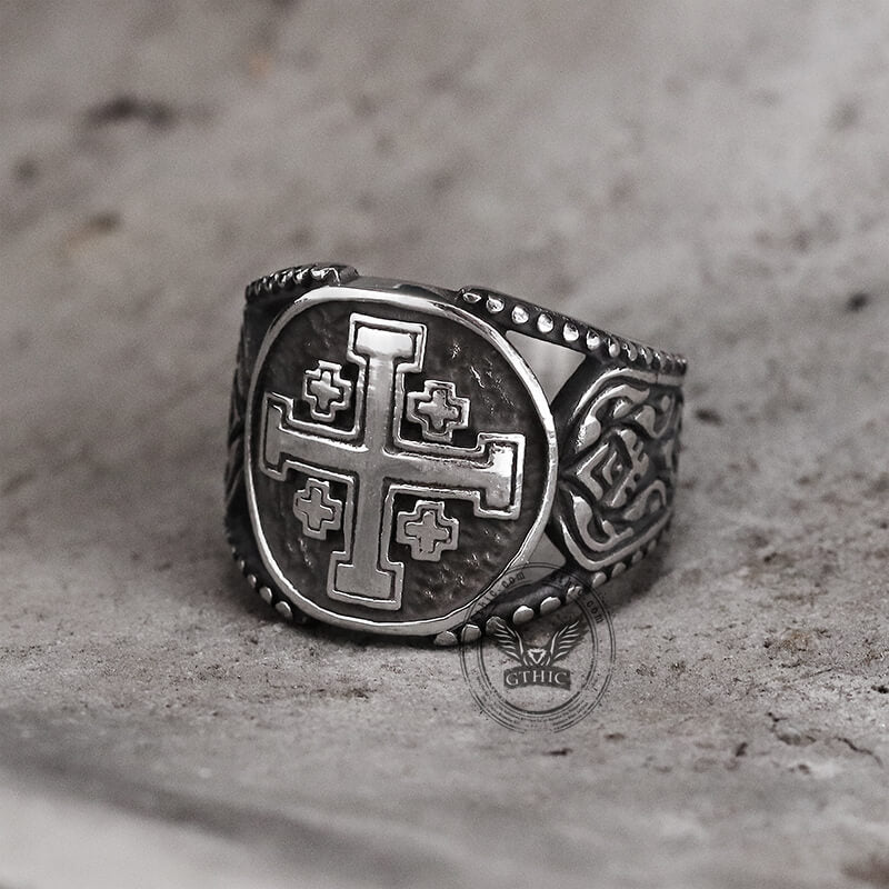Jerusalem Cross Stainless Steel Religion Ring | Gthic.com