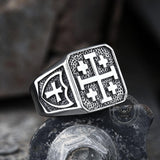 Jerusalem Cross Stainless Steel Ring 02 | Gthic.com