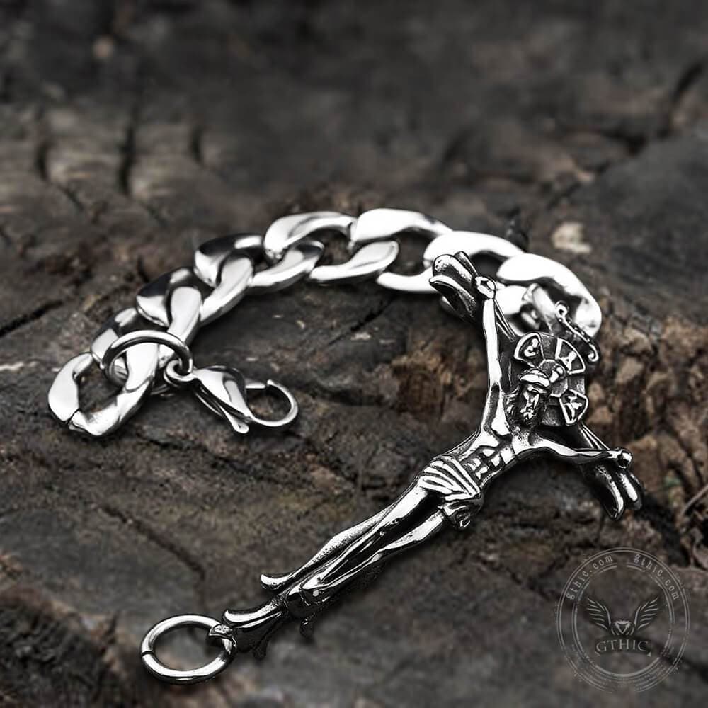 Jesus' Suffering Cross Stainless Steel Bracelet | Gthic.com