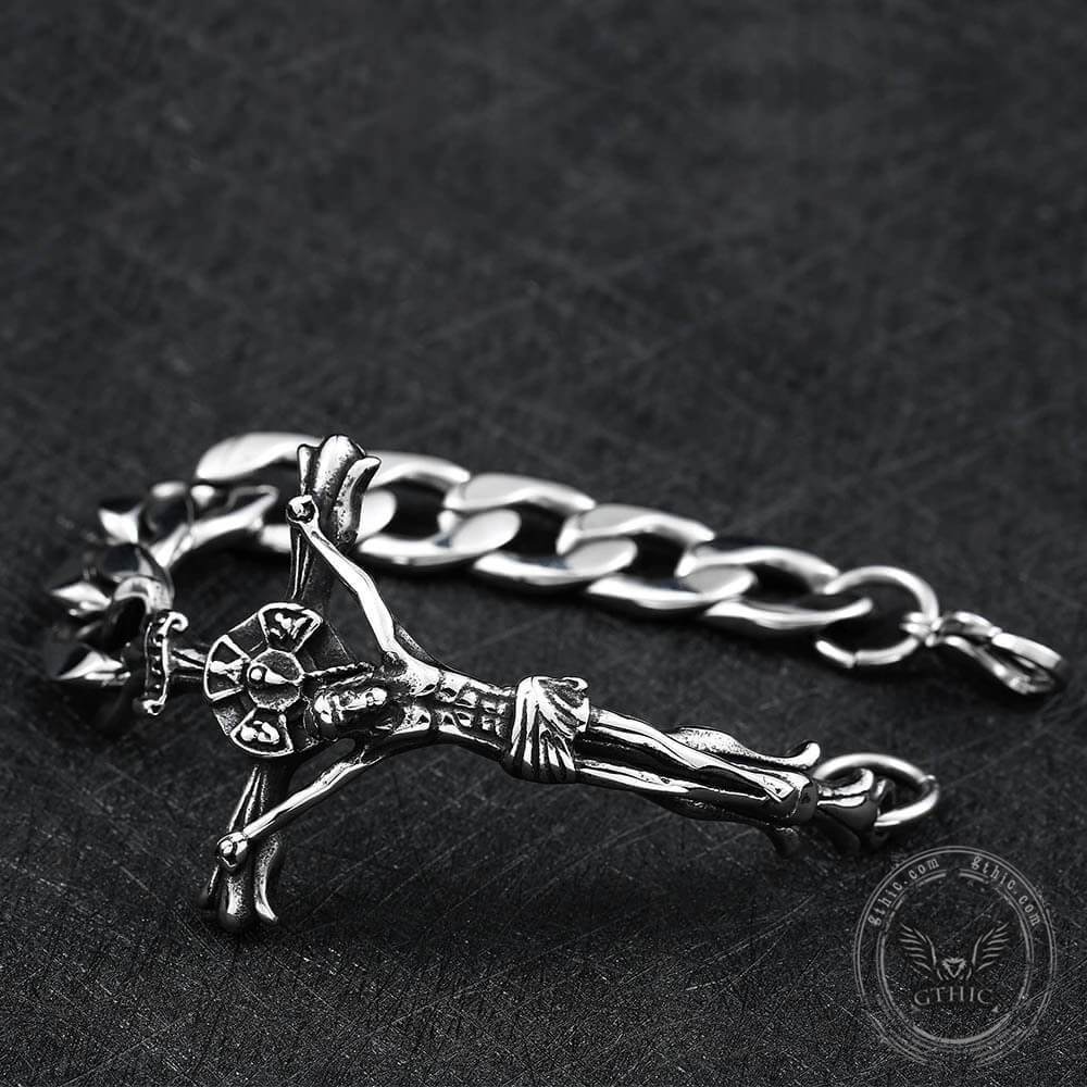 Jesus' Suffering Cross Stainless Steel Bracelet | Gthic.com