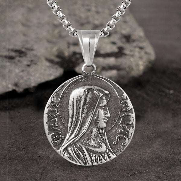 Jesus and Virgin Stainless Steel Pendant | Gthic.com