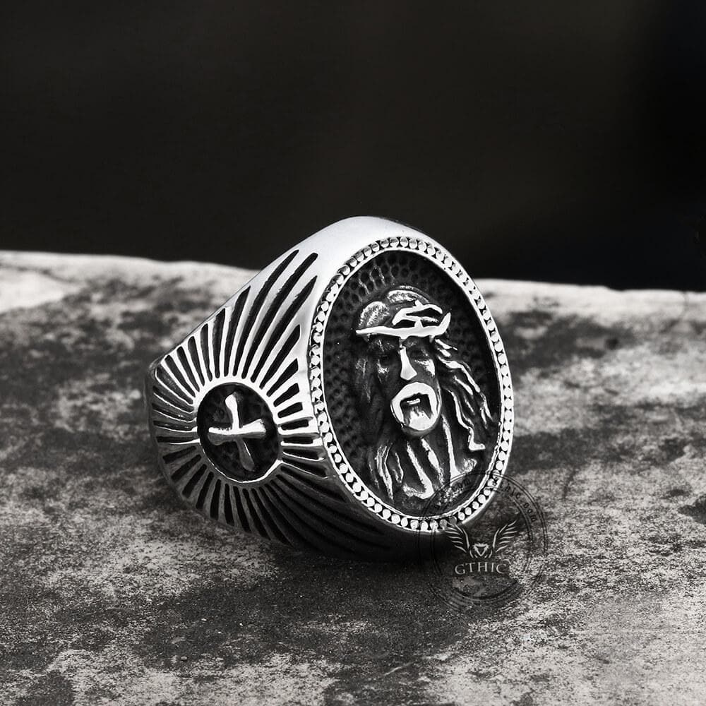 Jesus Cross Stainless Steel Religious Ring – GTHIC