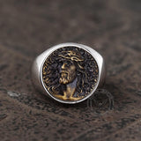 Jesus Portrait Stainless Steel Ring03 | Gthic.com