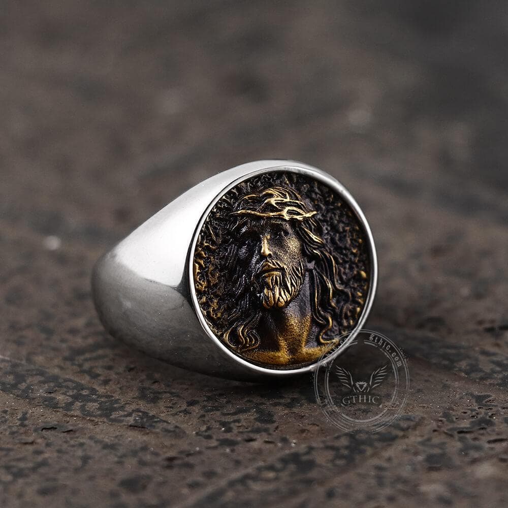 Jesus Portrait Stainless Steel Ring – GTHIC