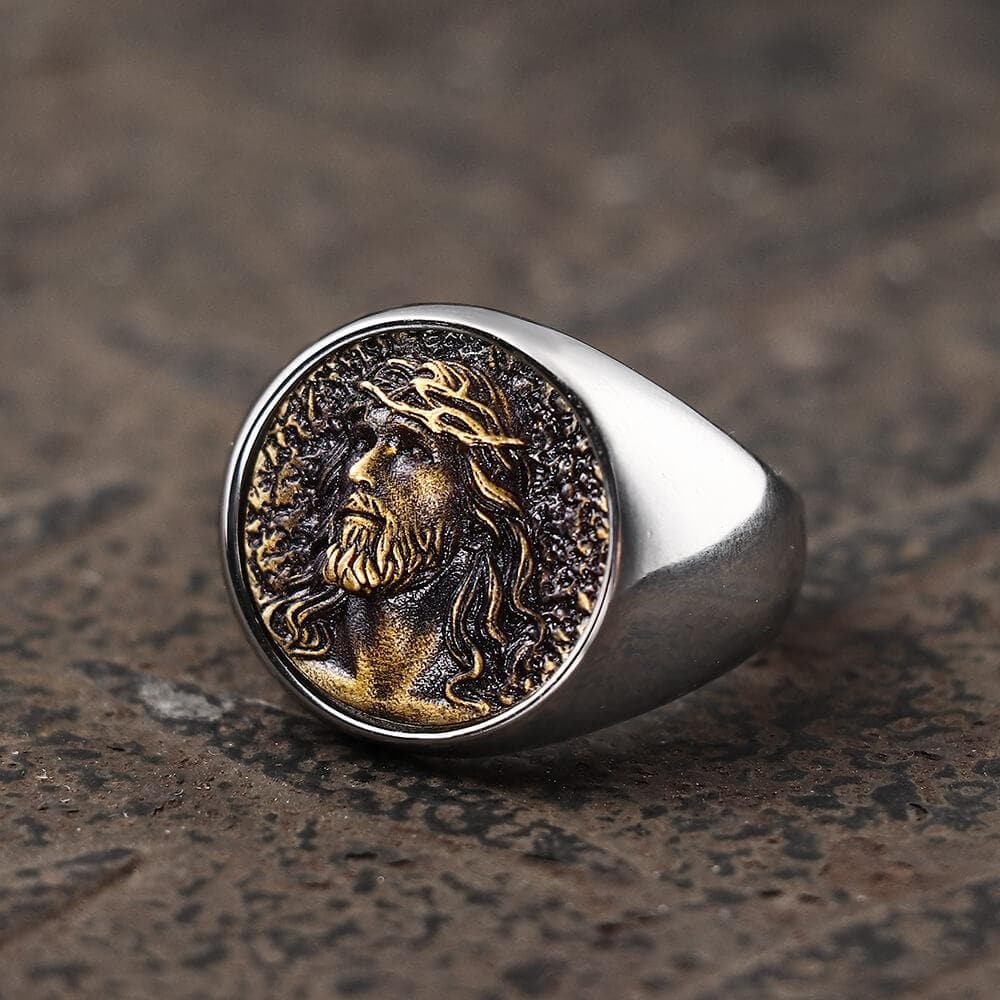 Jesus Portrait Stainless Steel Ring – GTHIC