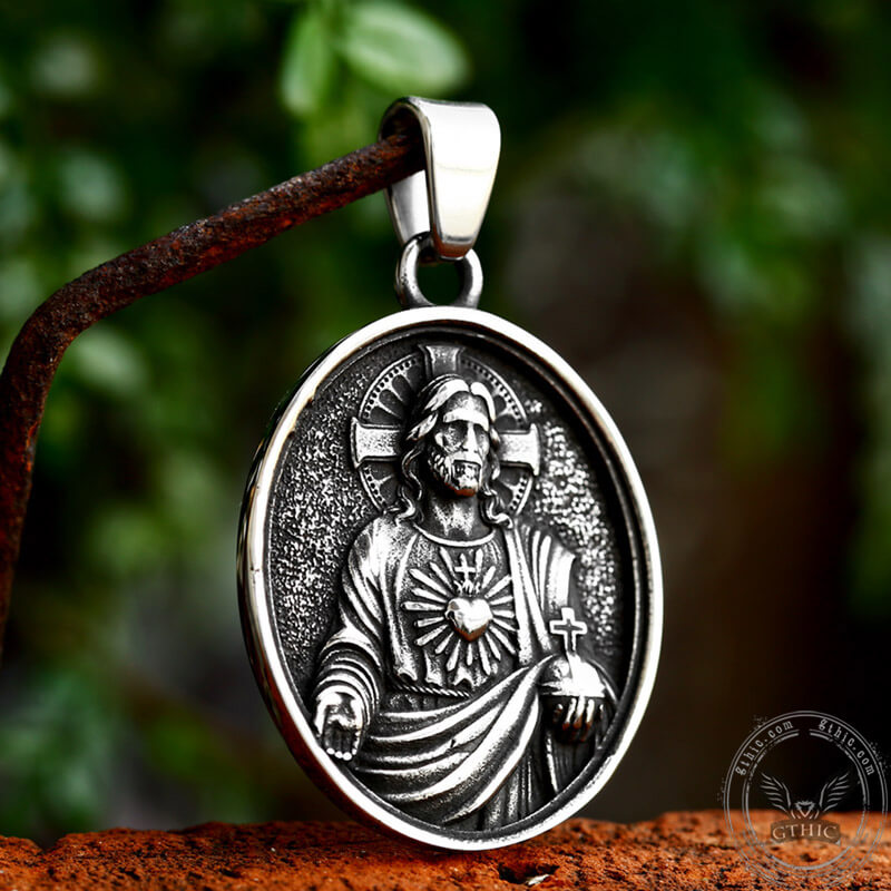 Jesus Sacred Heart Stainless Steel Religion Pendant | Gthic.com