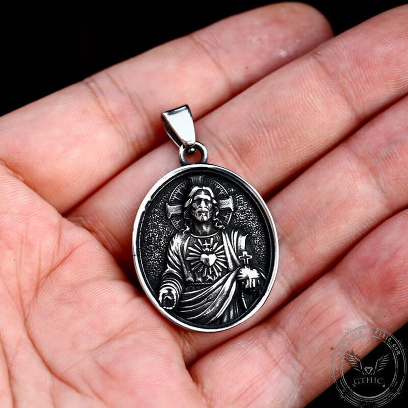 Jesus Sacred Heart Stainless Steel Religion Pendant | Gthic.com