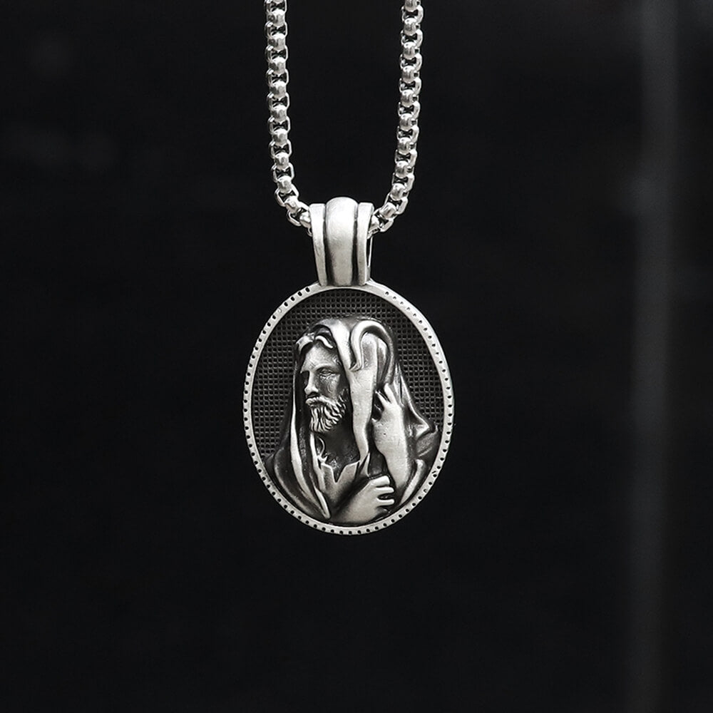 Jesus Shepherd Pure Tin Necklace01 | Gthic.com