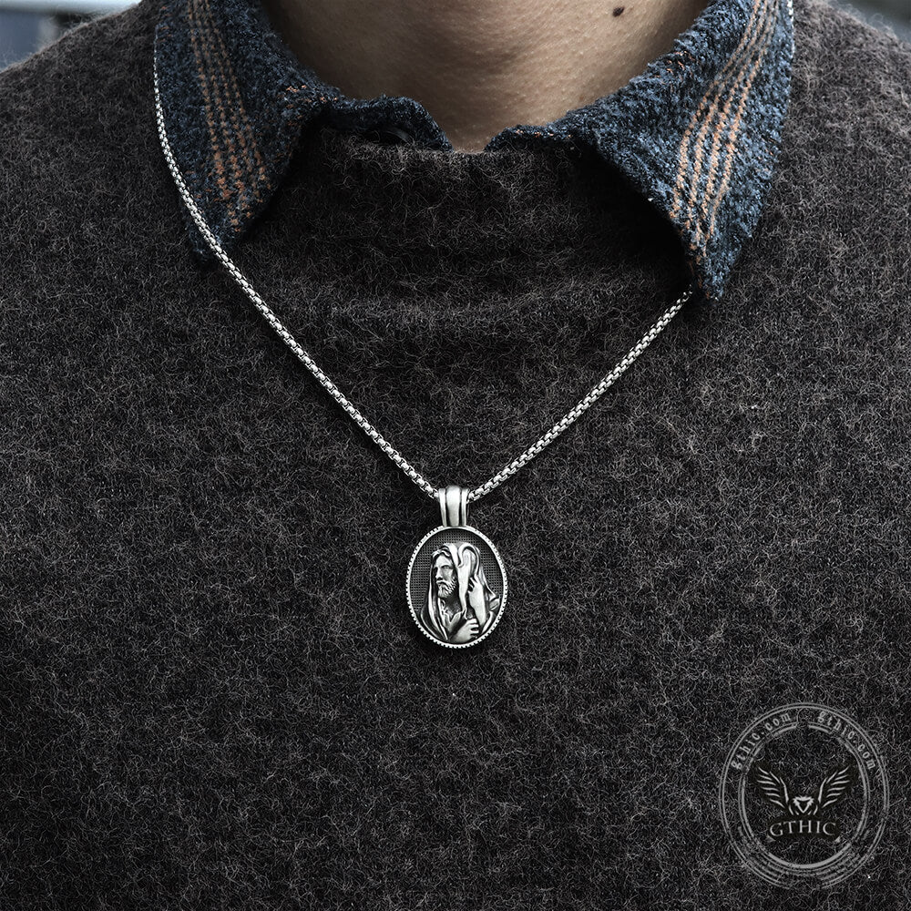 Jesus Shepherd Pure Tin Necklace03 | Gthic.com