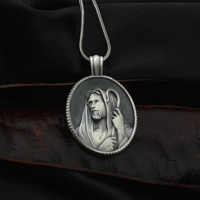 Jesus Shepherd Pure Tin Necklace01 | Gthic.com