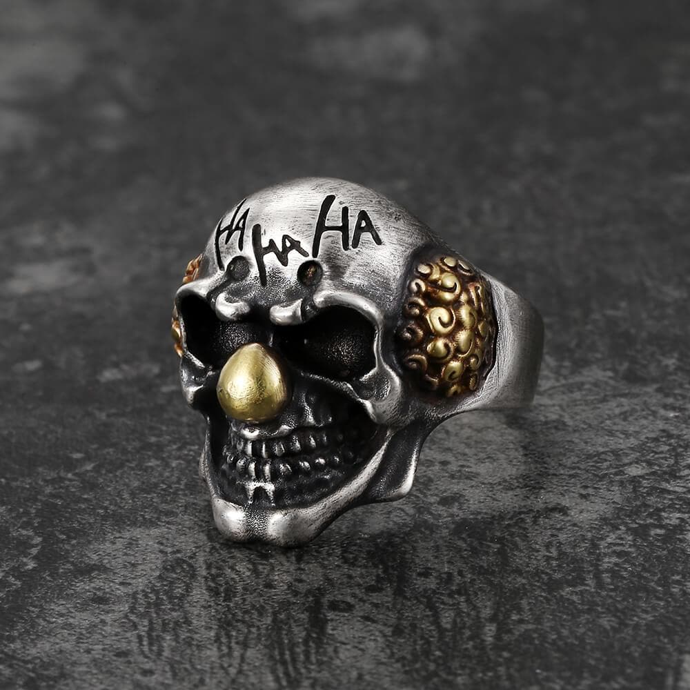 Joker Sterling Silver Skull Ring – GTHIC - Main Image