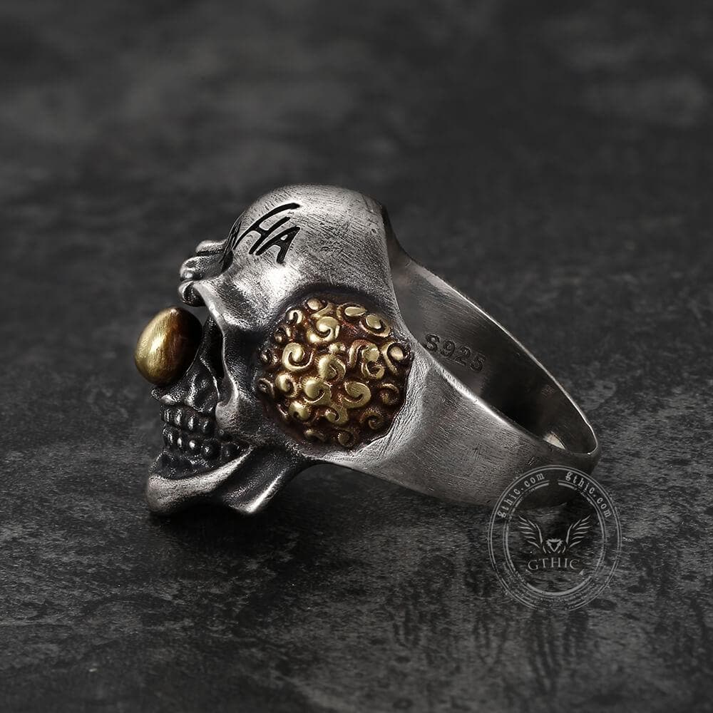 Joker Sterling Silver Skull Ring 04 | Gthic.com