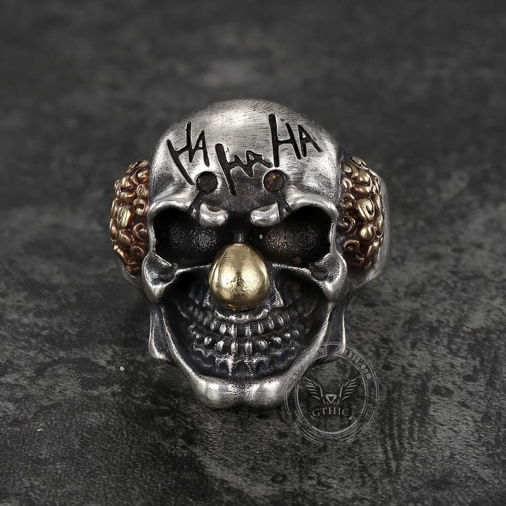 Joker Sterling Silver Skull Ring 02 | Gthic.com