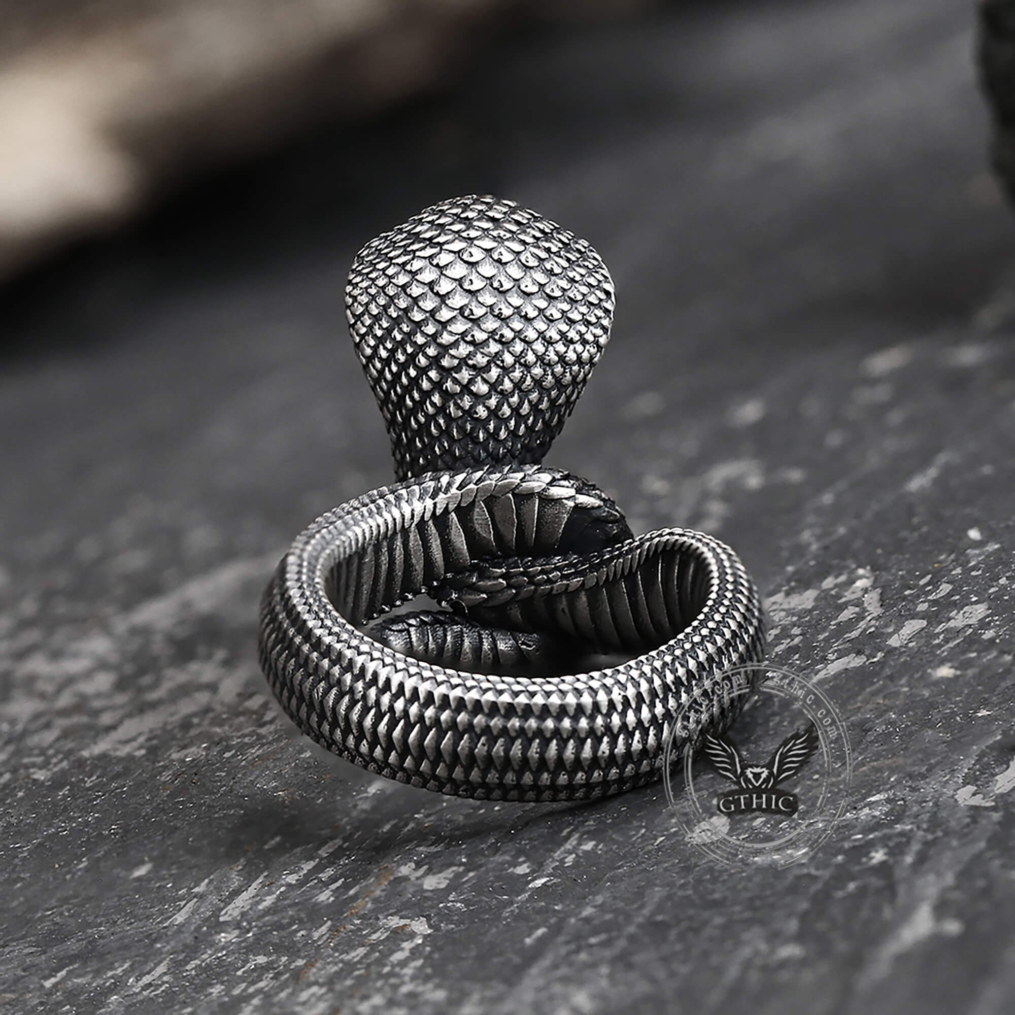 King Cobra Sterling Silver Ring | Gthic.com