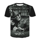 King of Gambling Playing Cards Polyester Skull T-Shirt 01 | Gthic.com