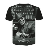 King of Gambling Playing Cards Polyester Skull T-Shirt 03 | Gthic.com