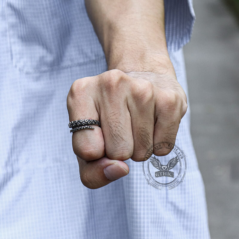 Kraken Octopus Arm Stainless Steel Ring