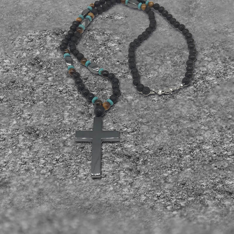Latin Cross Stone Bead Necklace | Gthic.com