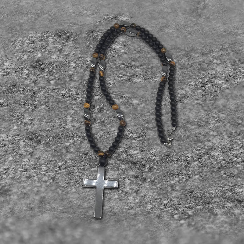 Latin Cross Stone Bead Necklace | Gthic.com