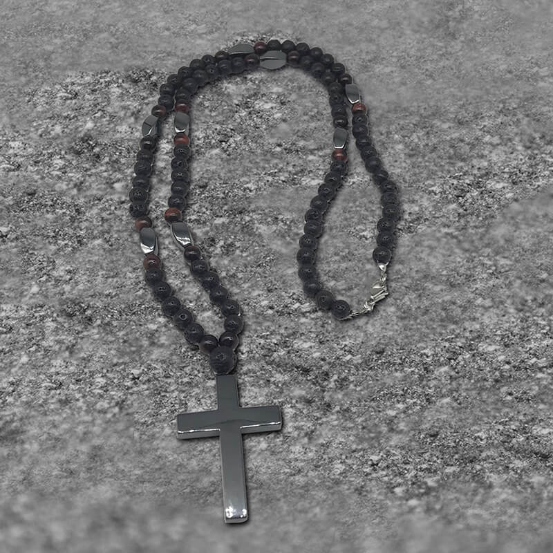 Latin Cross Stone Bead Necklace | Gthic.com