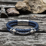 Double-Layer Braided Stainless Steel Leather Bracelet