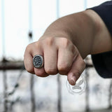 Leviathan Cross Stainless Steel Ring 02 | Gthic.com