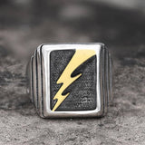 Lightning Bolt Stainless Steel Ring 05 | Gthic.com