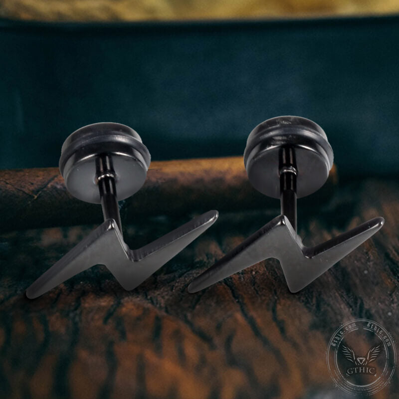Lightning Stainless Steel Stud Earring | Gthic.com