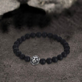 Lion Head Agate Stone Stainless Steel Bead Bracelet | Gthic.com