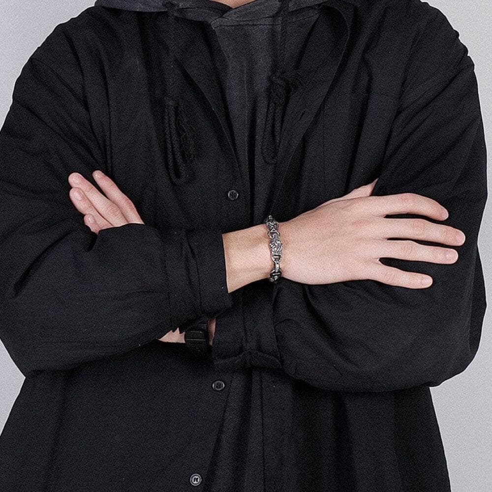 Lion Head Stainless Steel Skull Bracelet 03 | Gthic.com