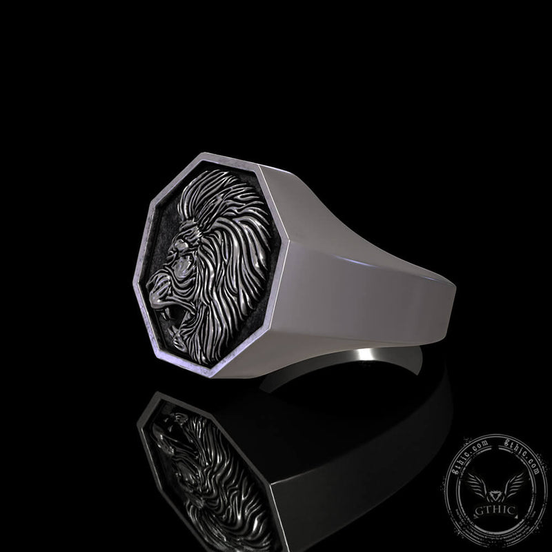 Lion Sterling Silver Signet Ring | Gthic.com