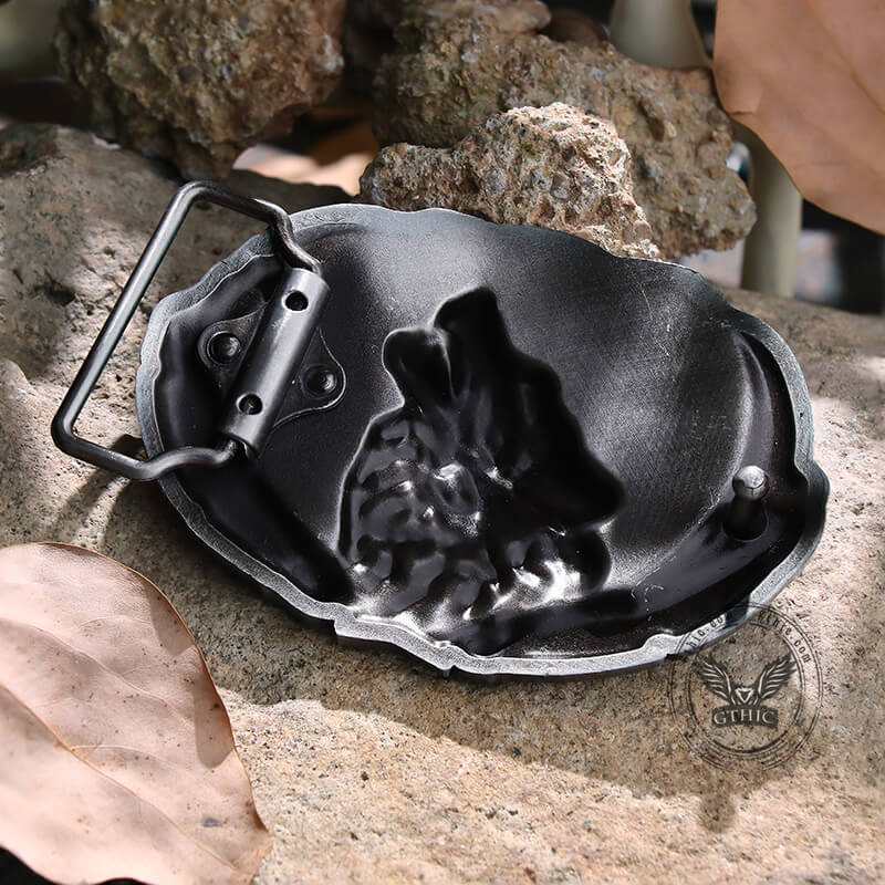 Lone Wolf Feather Zinc Alloy Belt Buckle