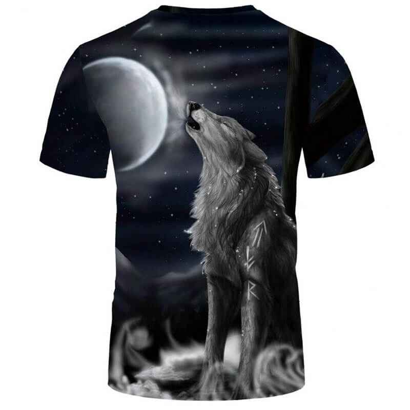 Lone Wolf Moonwatch Polyester Animal T-shirt | Gthic.com