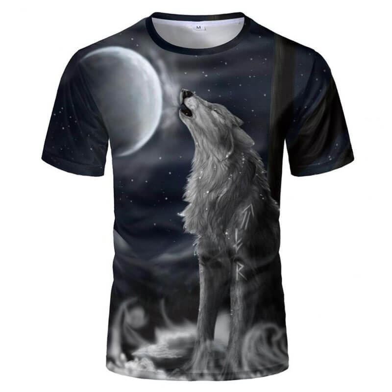 Lone Wolf Moonwatch Polyester Animal T-shirt | Gthic.com