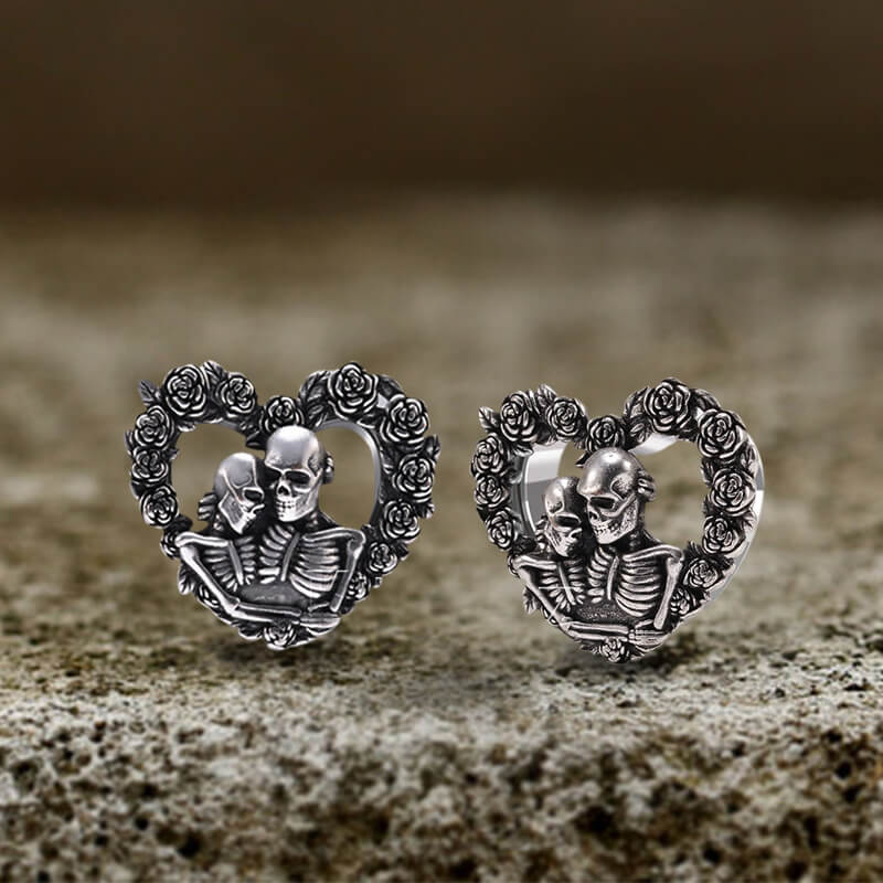 Loved Heart Skull Stainless Steel Ear Gauges | Gthic.com