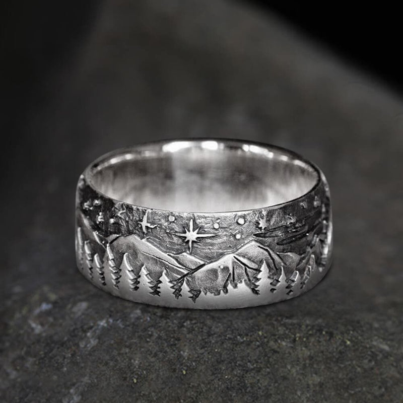 Loyal Wolf Pattern Alloy Embossed Ring 03 | Gthic.com