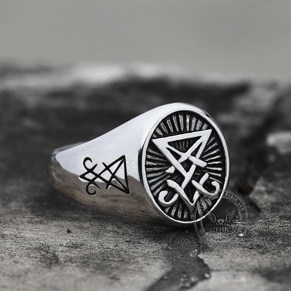 Lucifer Nephilim Seal Stainless Steel Ring | Gthic.com