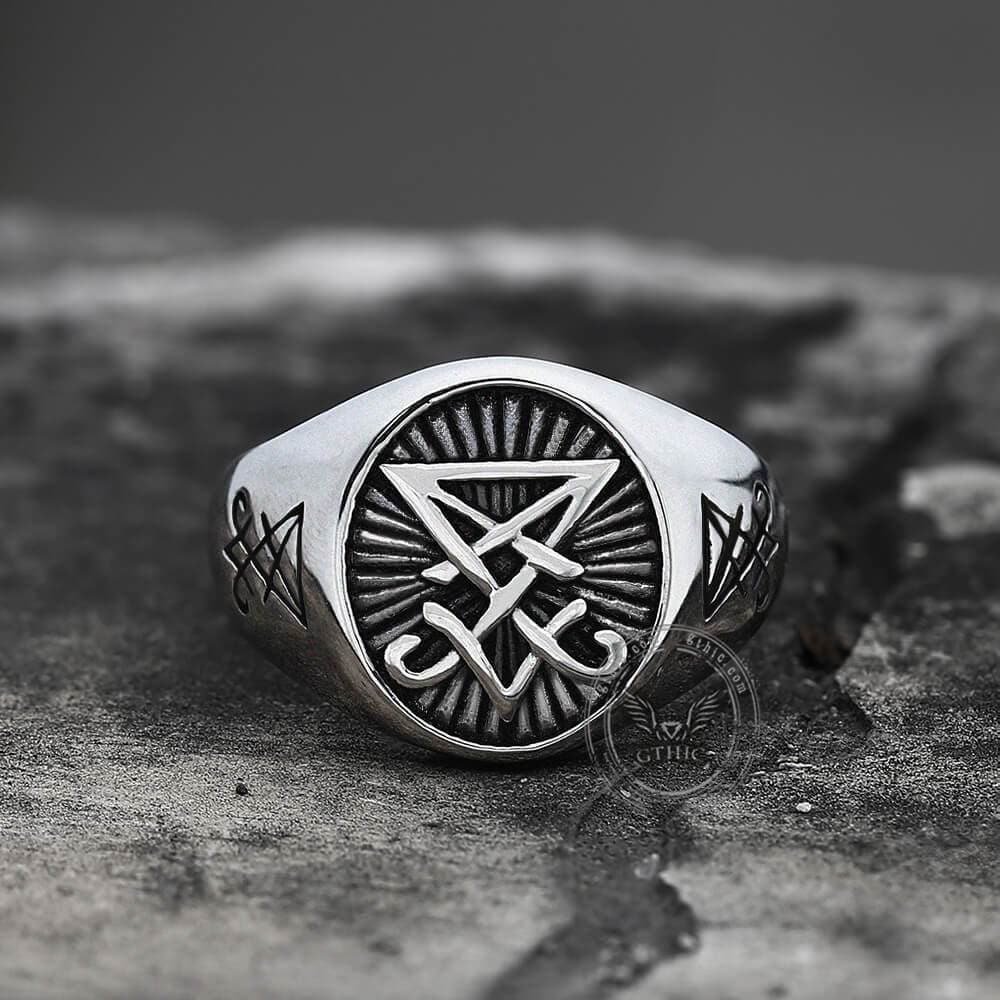 Lucifer Nephilim Seal Stainless Steel Ring | Gthic.com