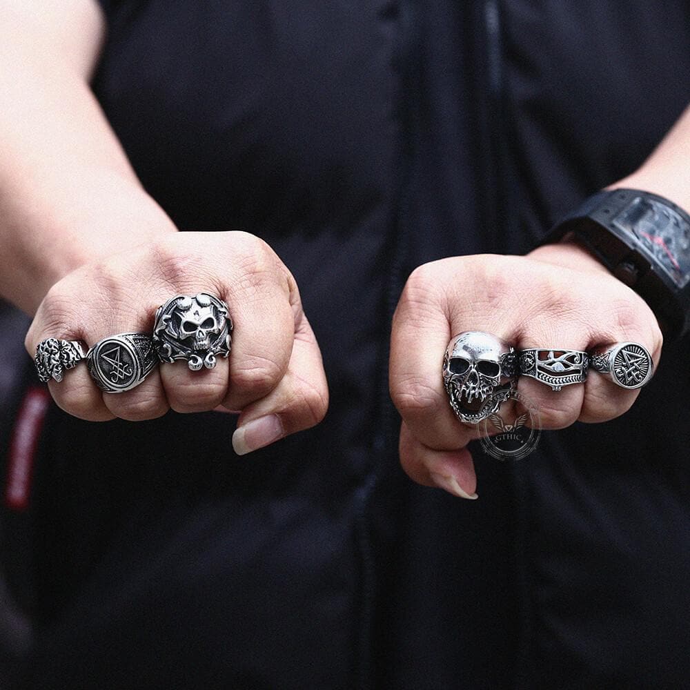 Lucifer Nephilim Seal Stainless Steel Ring | Gthic.com