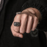 Lucifer Round Stone Stainless Steel Ring | Gthic.com