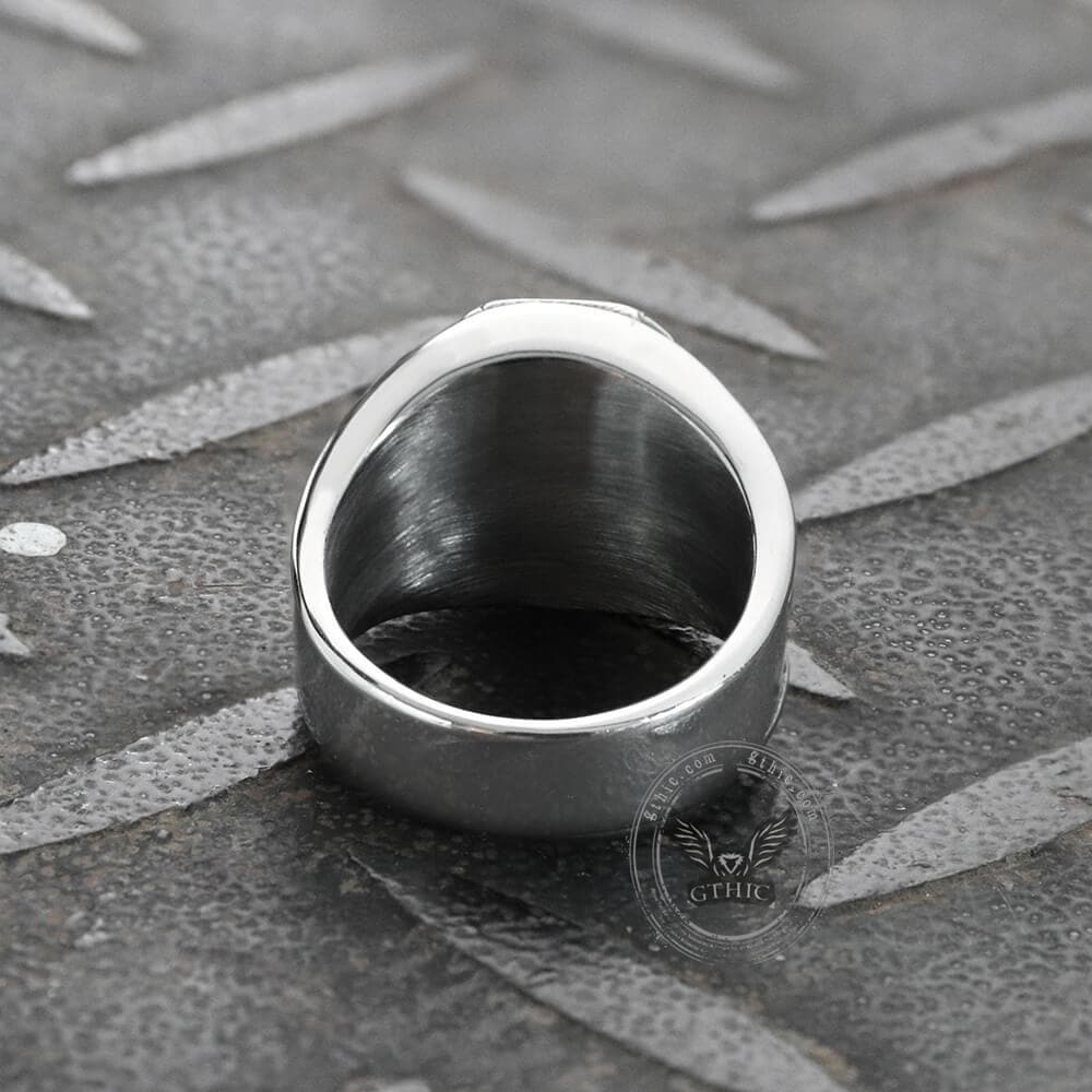 Lucifer Symbol Black Gem Stainless Steel Ring – GTHIC