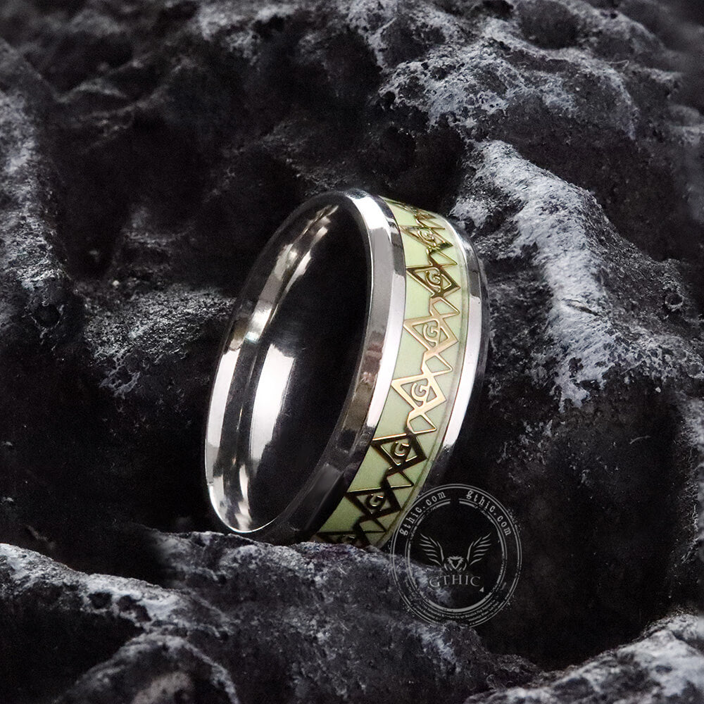 Luminous AG Stainless Steel Masonic Ring 04 | Gthic.com