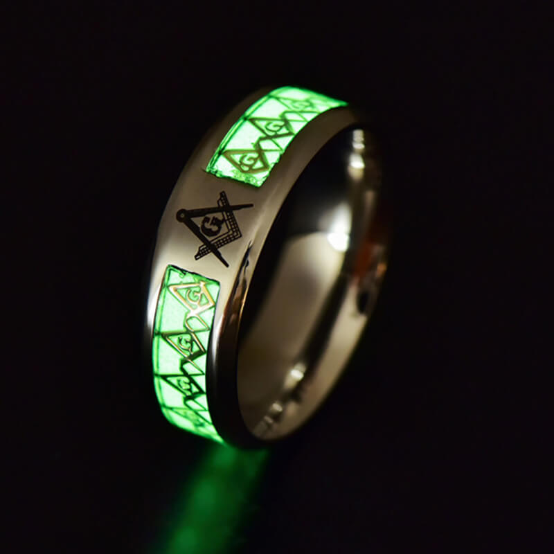 Luminous AG Stainless Steel Masonic Ring 03 | Gthic.com