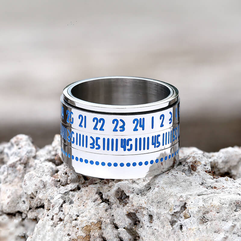 Luminous Arabic Numerals Stainless Steel Spinner Ring | Gthic.com