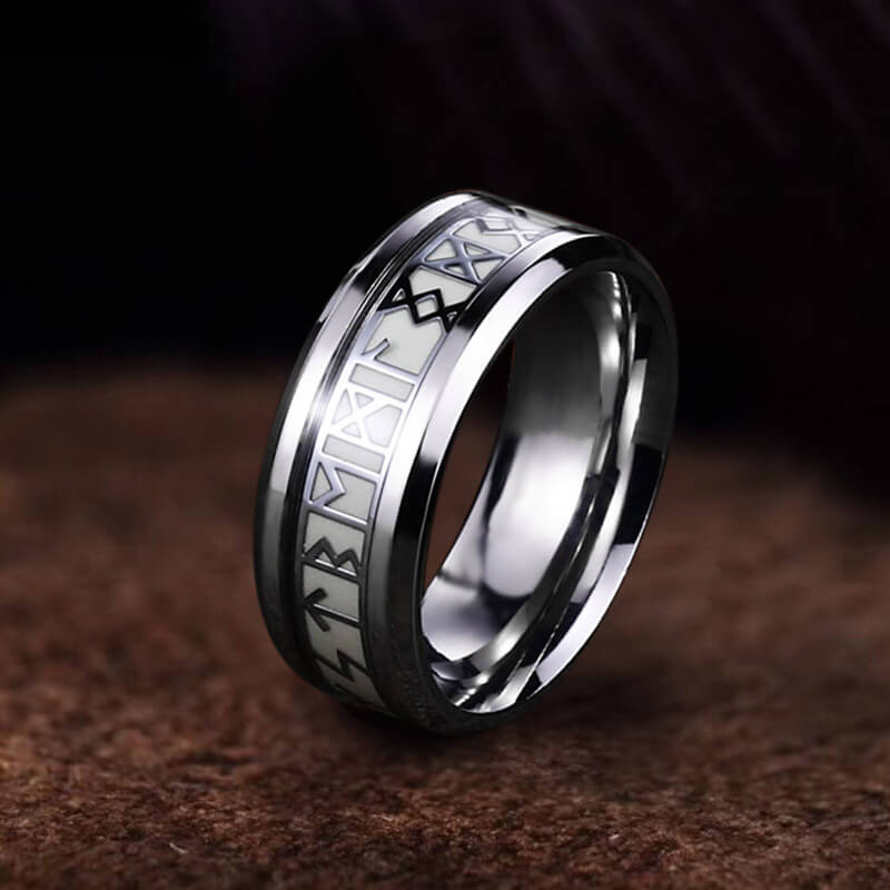 Luminous Runes Stainless Steel Ring02 | Gthic.com